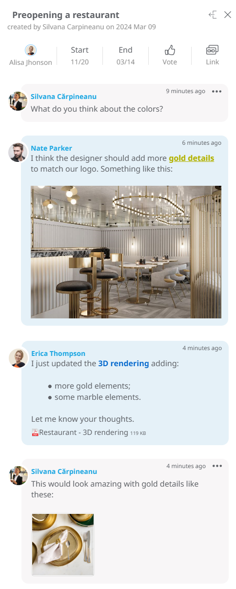 Kollaborative Gantt-Diagramm-Programm - Kommentarsektion