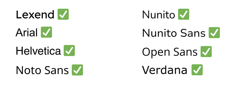 Gute Schriftarten für Präsentationen: Lexend, Arial, Helvetica, Noto Sans, Nunito und Nunito Sans, Open Sans, Verdana