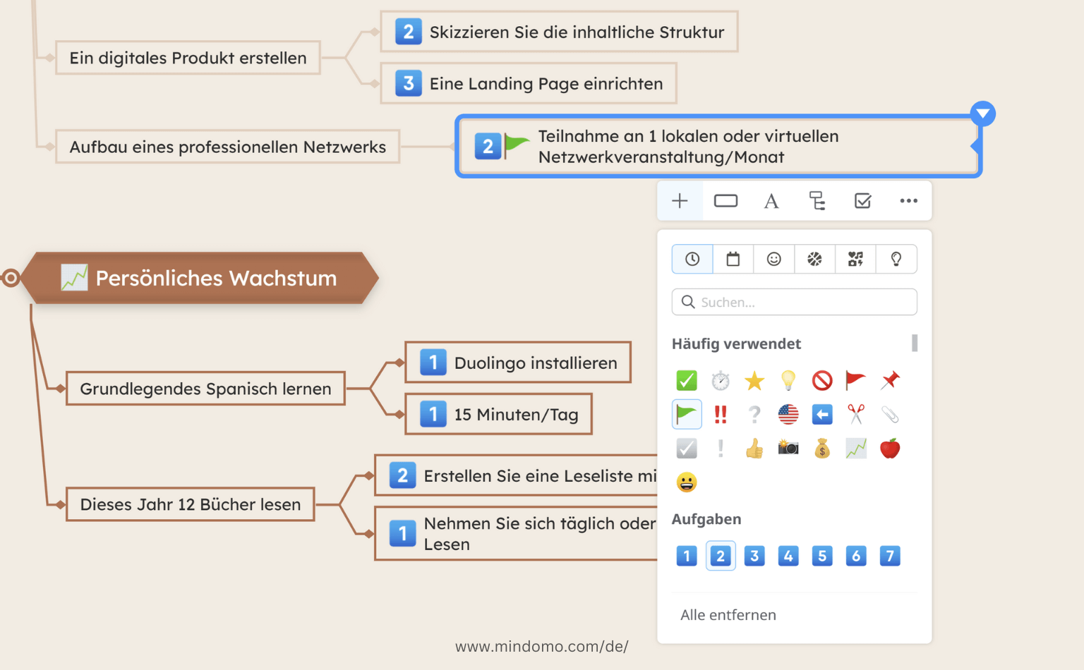 Erweitern Sie Ihre Mindmap mit Bildern, Links und Dokumenten