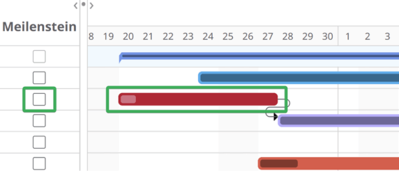 Gantt-Diagramm mit Meilensteinen