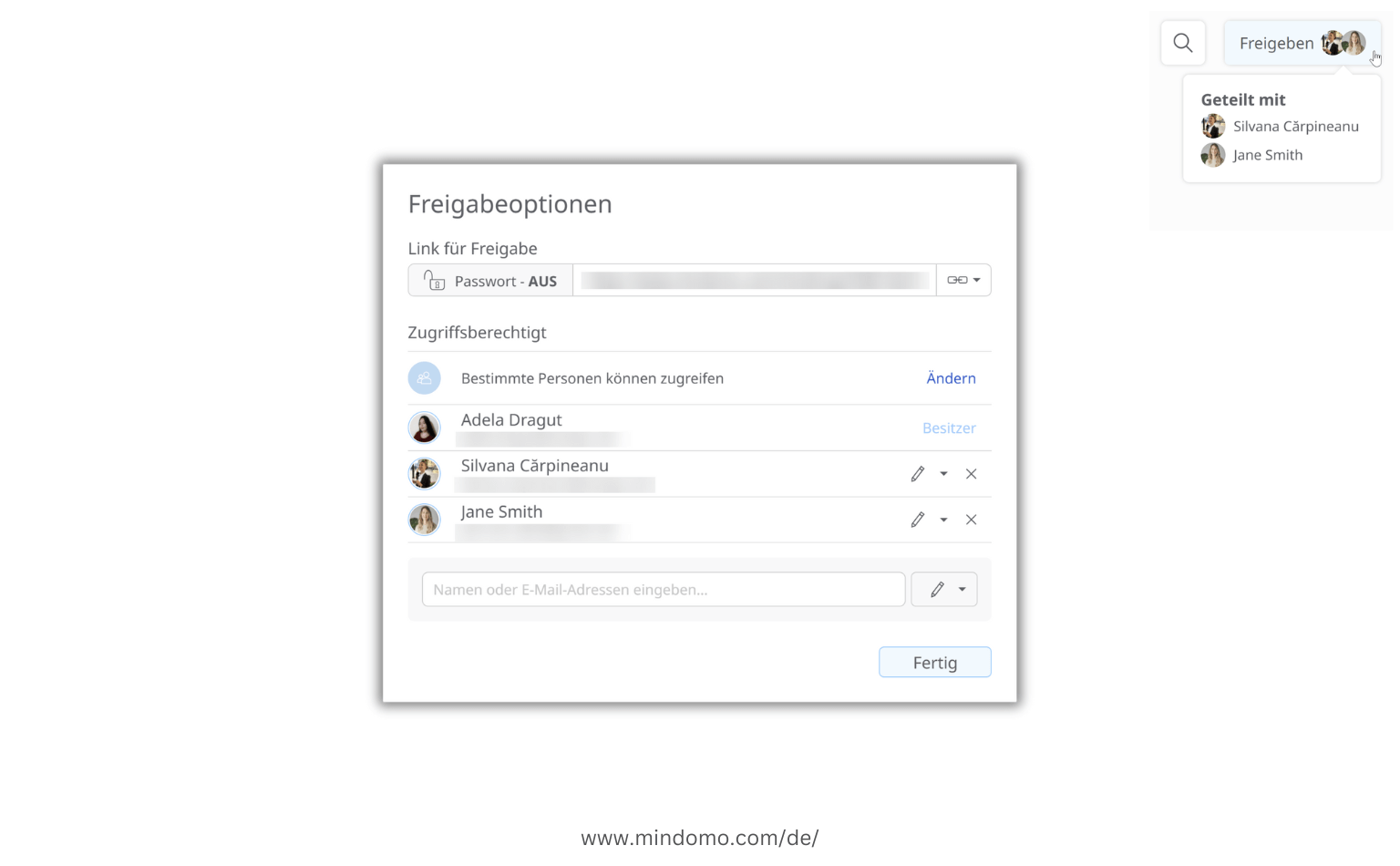 Teilen Sie Ihre Mindomo-Diagramme