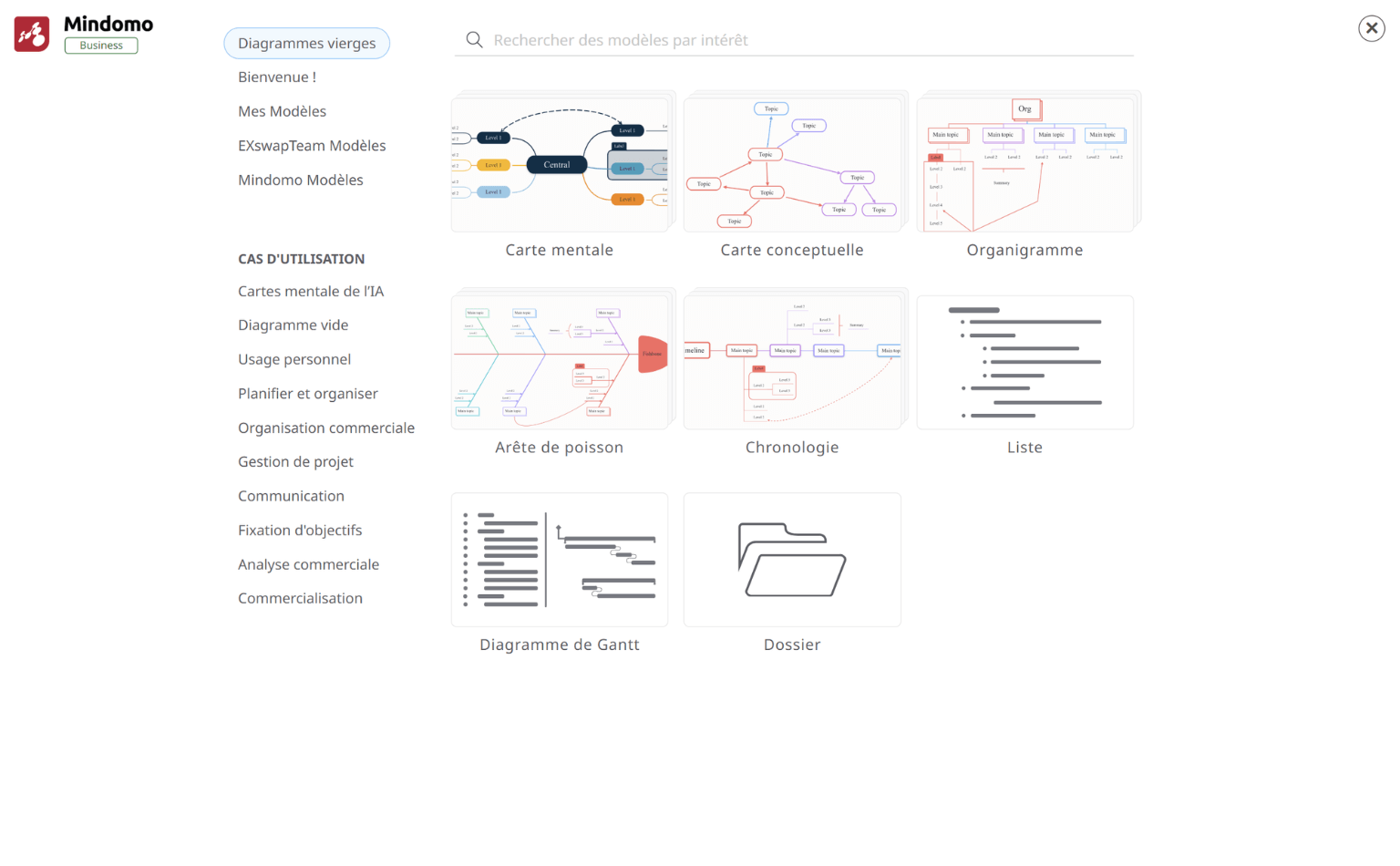 Créer une carte mentale vierge dans Mindomo