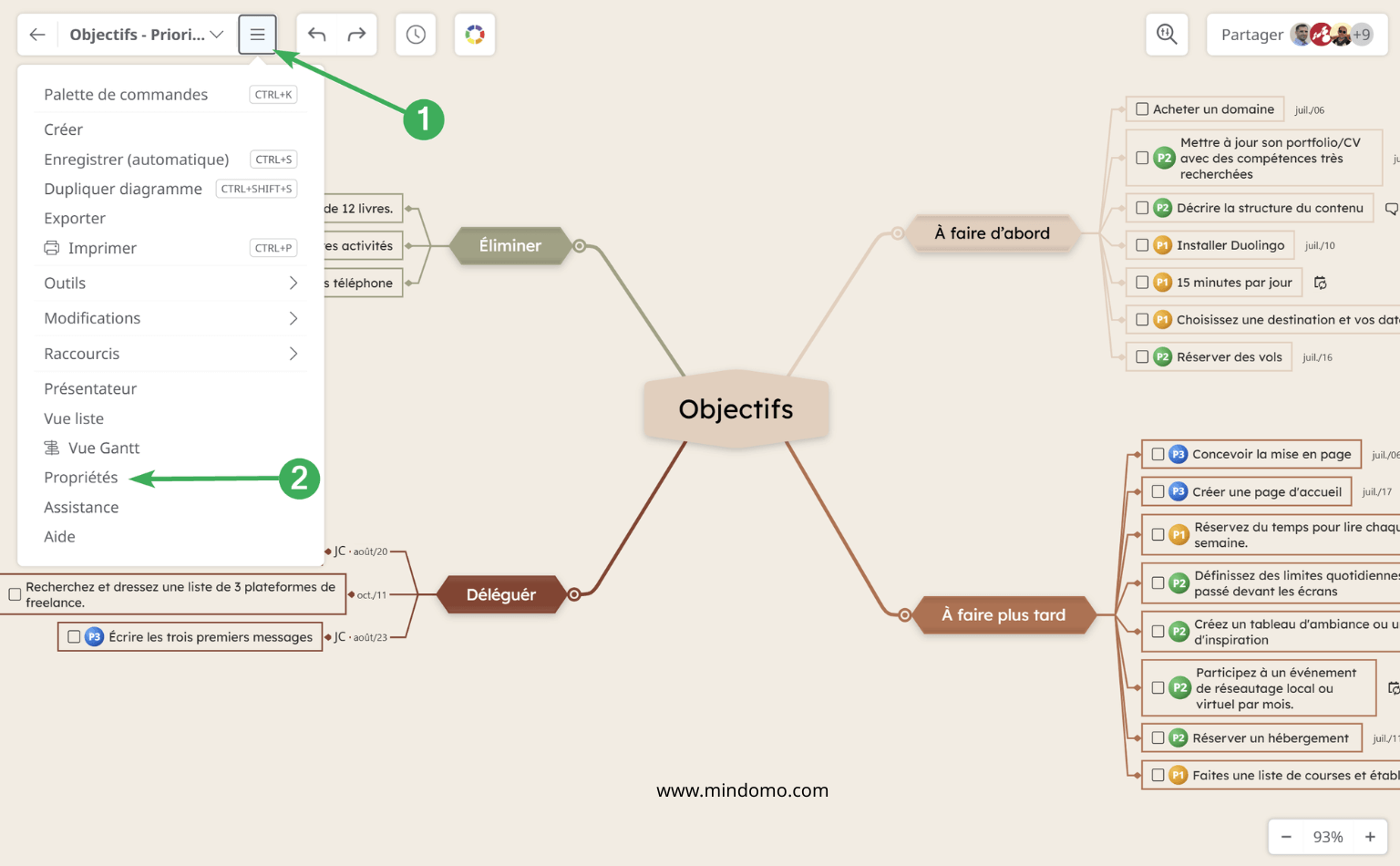 Notifications par email pour les cartes mentales dans Mindomo