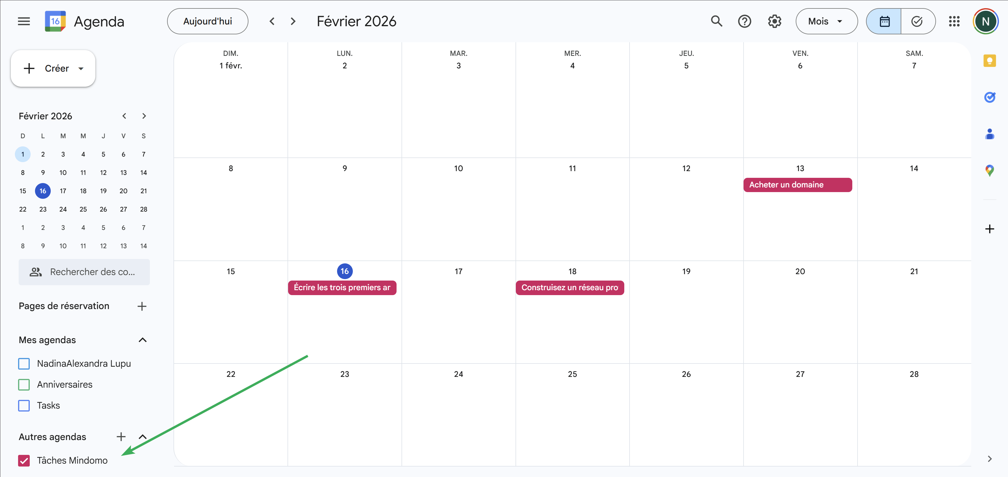 Synchronisez les tâches Mindomo d'une carte mentale avec Google Agenda