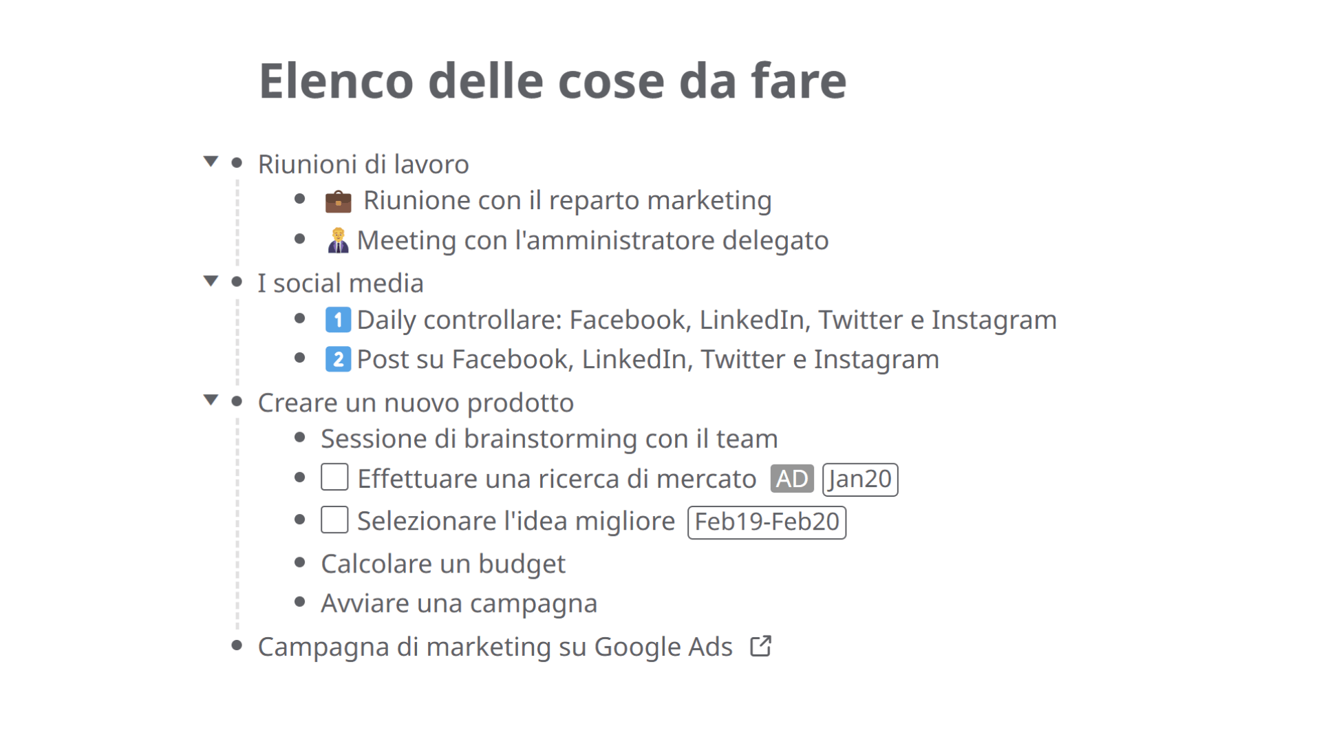 schema lista cose da fare