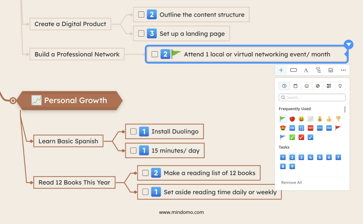 Enhance your mind map adding images, links, documents