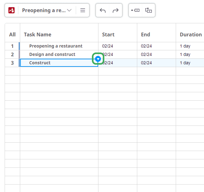 Gantt chart customize tasks