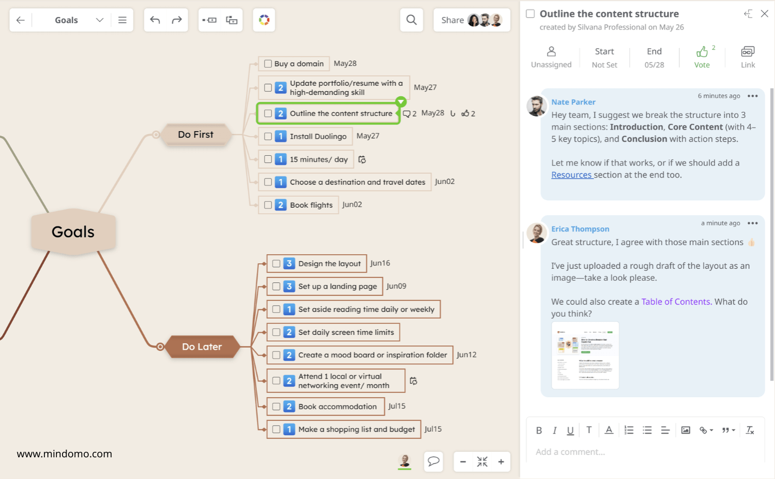 Collaborate in real time to edit a mind map