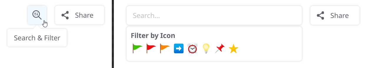 Filter topics by icons