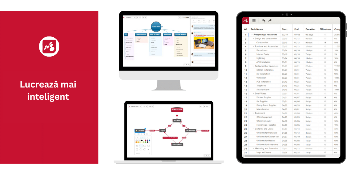 Lucrează inteligent cu software Mindomo