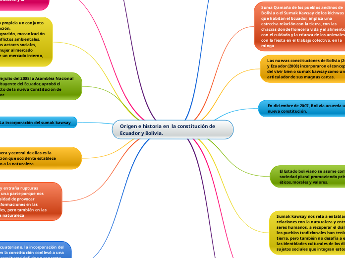 Origen e historia en  la constitución de Ecuador y Bolivia.