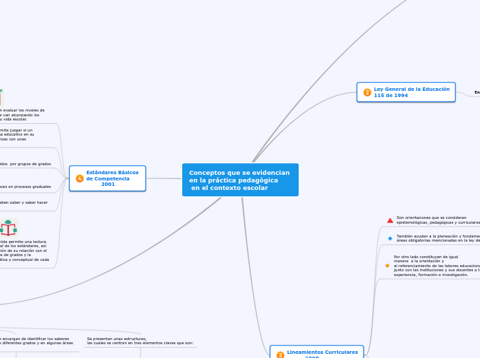 Conceptos que se evidencian 
en la práctica pedagógica
 en el contexto escolar