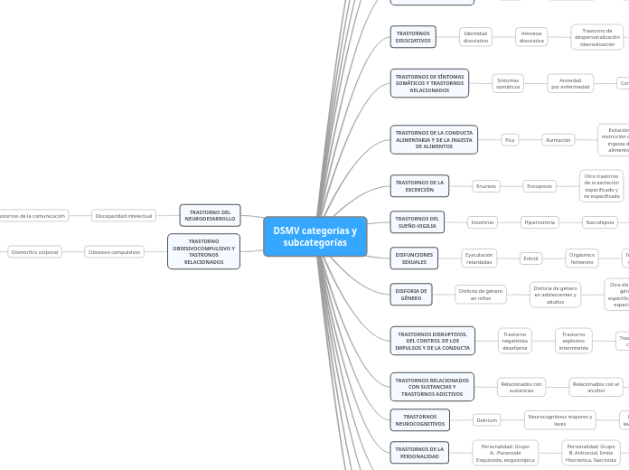 DSMV categorías y subcategorías