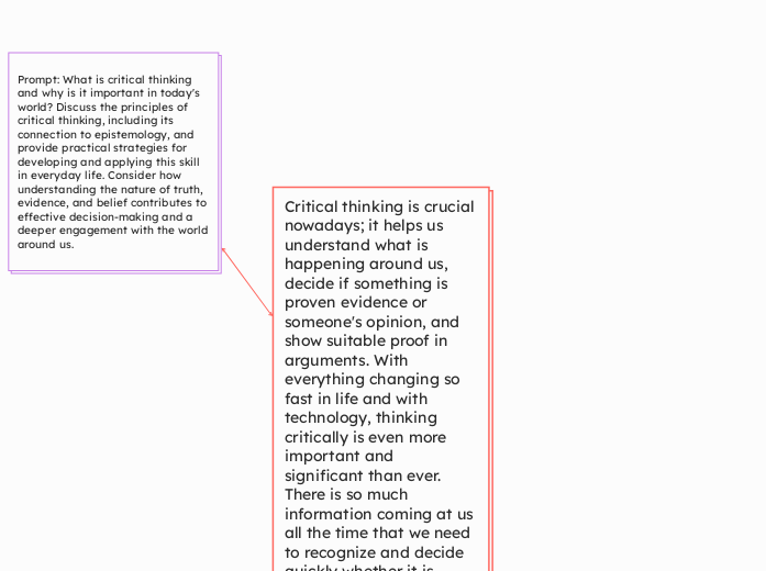 Critical thinking is crucial nowadays; it helps us understand what is happening around us, decide if something is proven evidence or someone's opinion, and show suitable proof in arguments. With everything changing so fast in life and with technology, thinking critically is even more important and significant than ever. There is so much information coming at us all the time that we need to recognize and decide quickly whether it is relevant or not.
