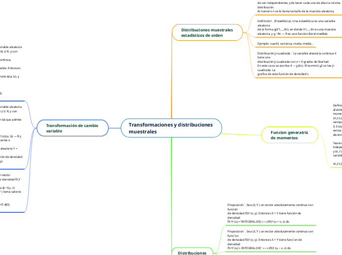 Transformaciones y distribuciones 
muestrales