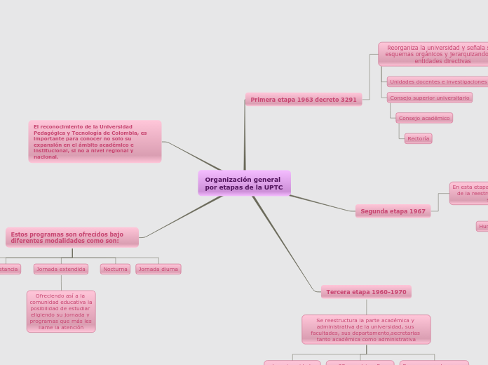 Organización general por etapas de la UPTC