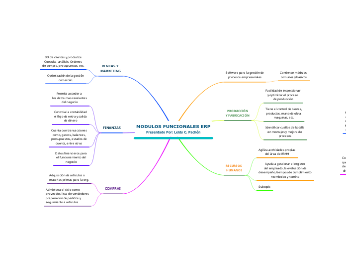 MODULOS FUNCIONALES ERP
Presentado Por: Leidy C. Pachón