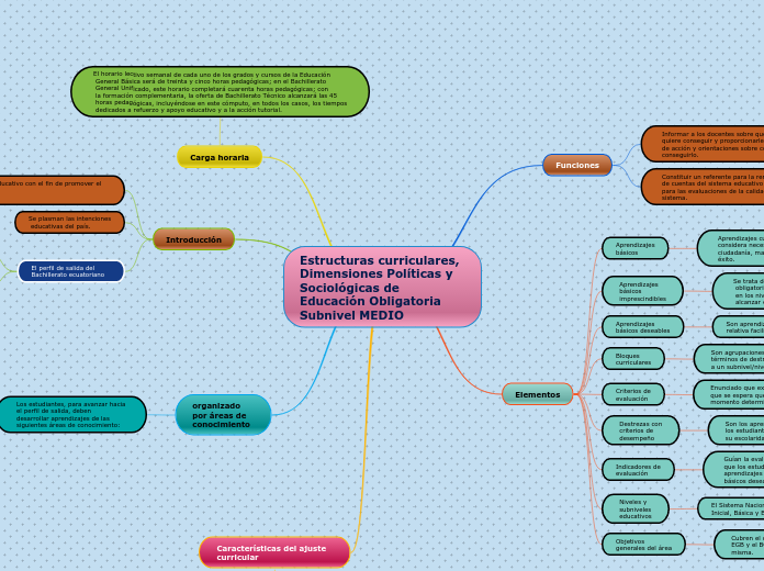 Estructuras curriculares, Dimensiones Políticas y Sociológicas de Educación Obligatoria
Subnivel MEDIO