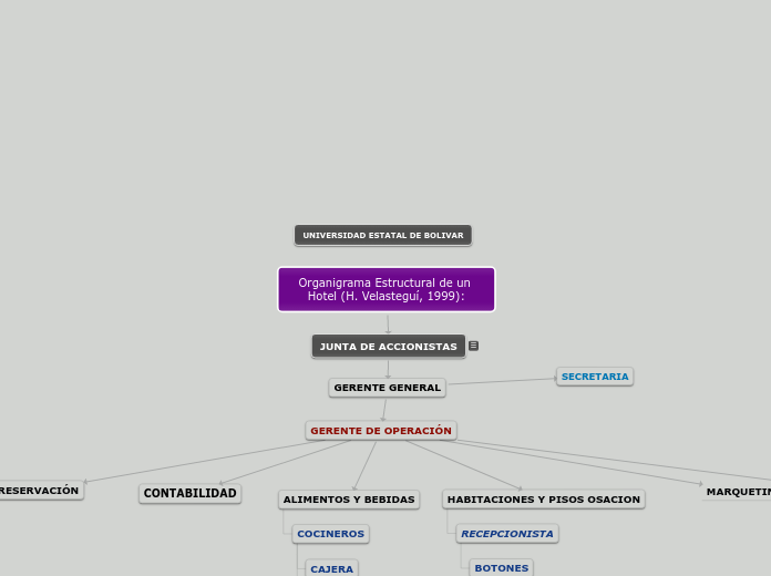 Organigrama Estructural de un Hotel (H. Velasteguí, 1999):