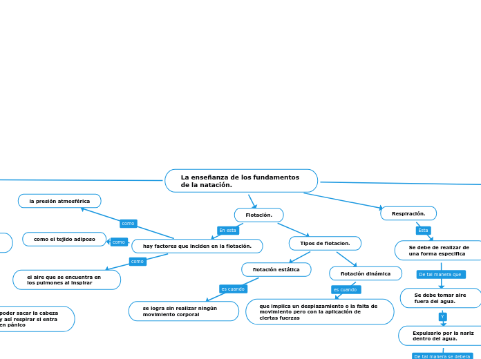 La enseñanza de los fundamentos de la natación.