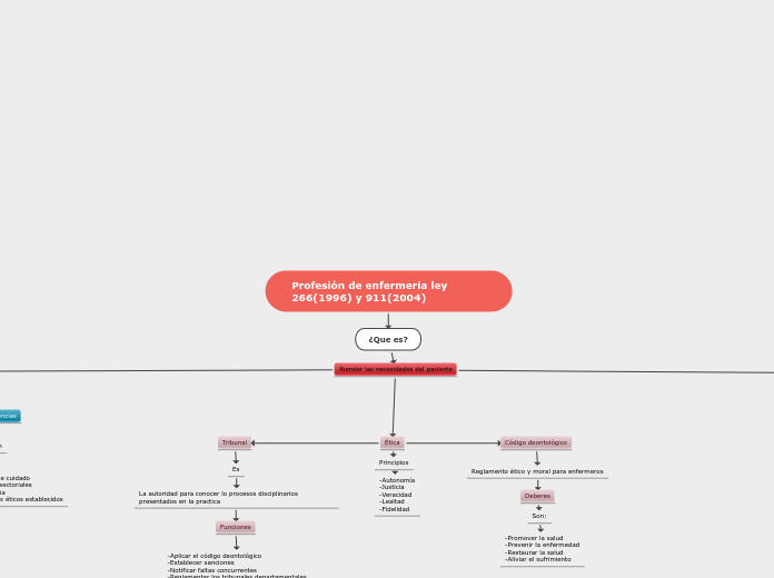 MAPA CONCEPTUAL SOBRE LEY 266 1996 Y 911 2004 PROFESION DE ENFERMERIA