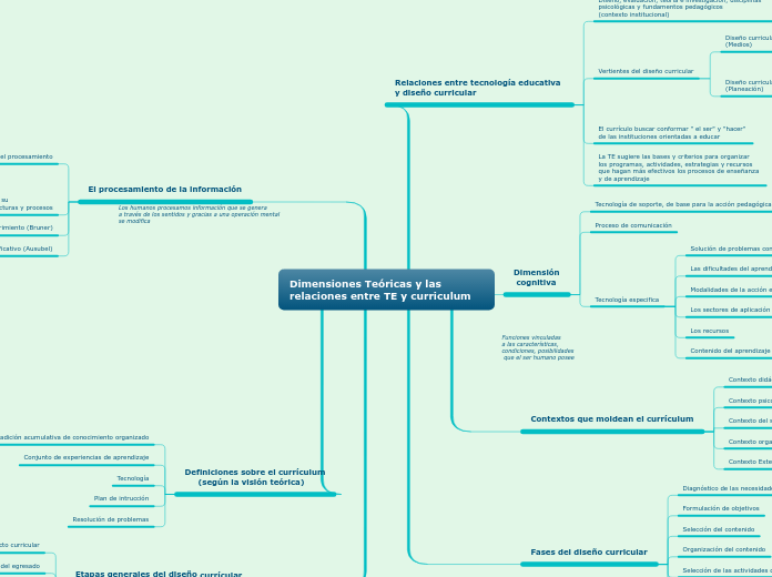 Dimensiones Teóricas y las relaciones entre TE y curriculum