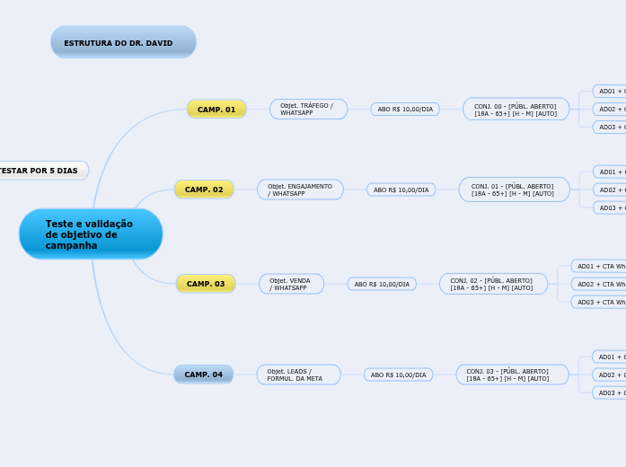 TESTE E VALIDAÇÃO DE CAMPANHA + ESTRUTURA DR. DAVID