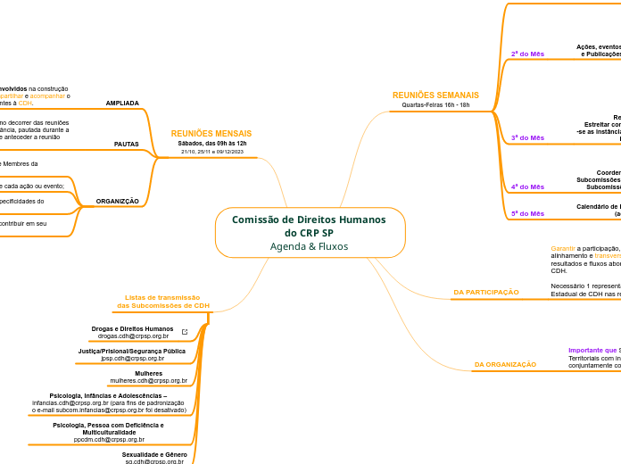 Comissão de Direitos Humanos do CRP SP 
Agenda & Fluxos 