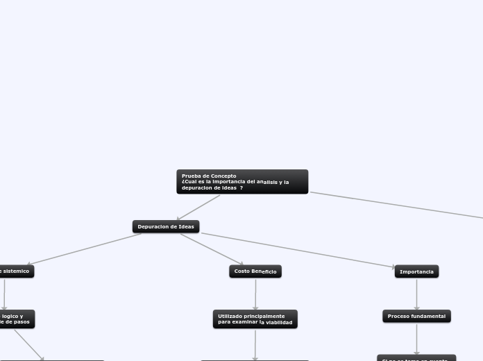 Prueba de Concepto  
¿Cual es la importancia del analisis y la depuracion de ideas  ?