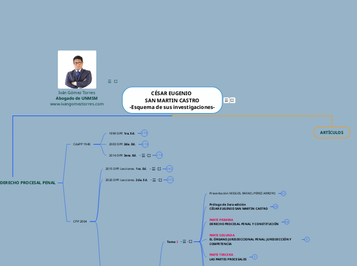 CÉSAR EUGENIO 
SAN MARTIN CASTRO
-Esquema de sus investigaciones-