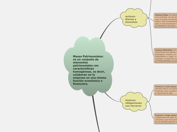 Masas Patrimoniales: es un conjunto de elementos patrimoniales con características homogéneas, es decir, colaboran en la empresa en una misma función económica o financiera.