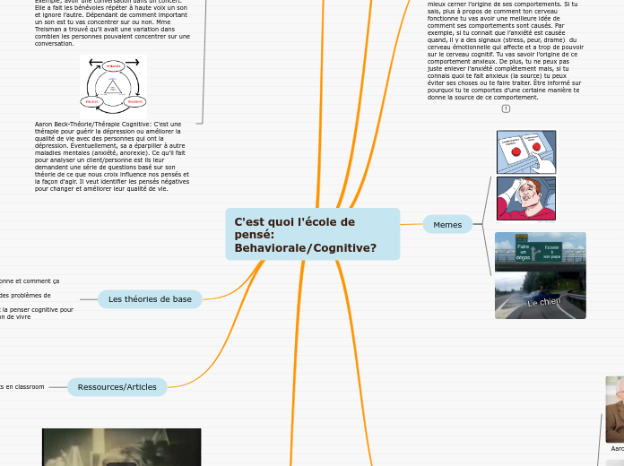 C'est quoi l'école de pensé: Behaviorale/Cognitive?
