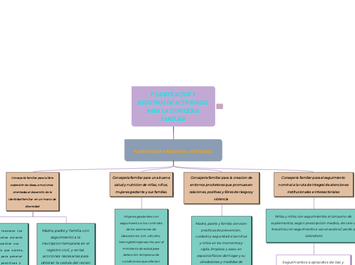 PLANIFICACION Y REGISTROS DE ACTIVIDADES PARA LA CONSEJERIA FAMILIAR 