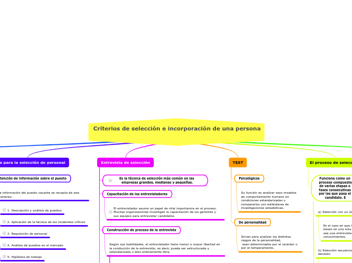 Criterios de selección e incorporación de una persona