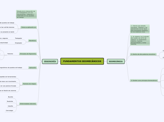 MAPA MENTAL ERGONOMÍA Y BIOMECÁNICA