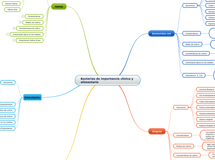 Esquema de bacterias de importancia clínica  y alimentaria