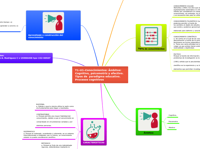 T1-U1-Conocimientos: Ámbitos: Cognitivo, psicomotriz y afectivo. Tipos de  paradigma educativo. Procesos cognitivos