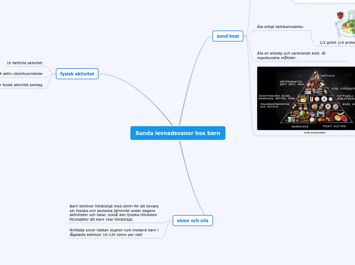 Sunda levnadsvanor hos barn mindmap