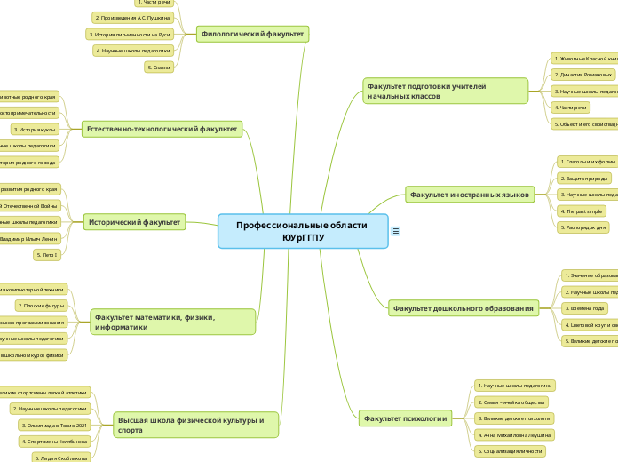Профессиональные области ЮУрГГПУ