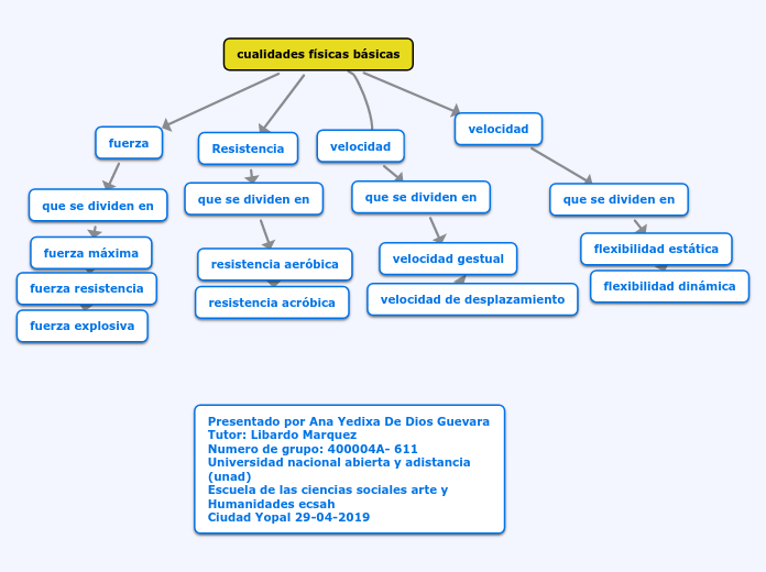 Mapa de definiciones o conceptos de las capacidades físicas