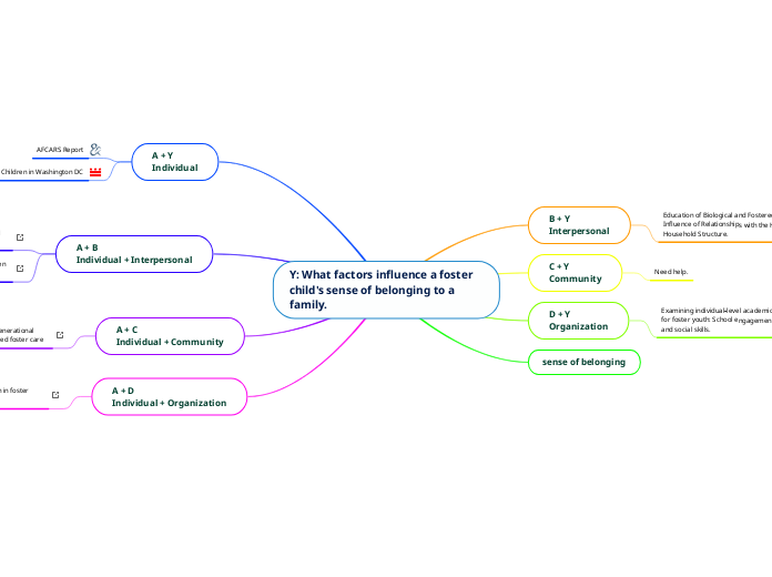 Y: What factors influence a foster child's sense of belonging to a family.