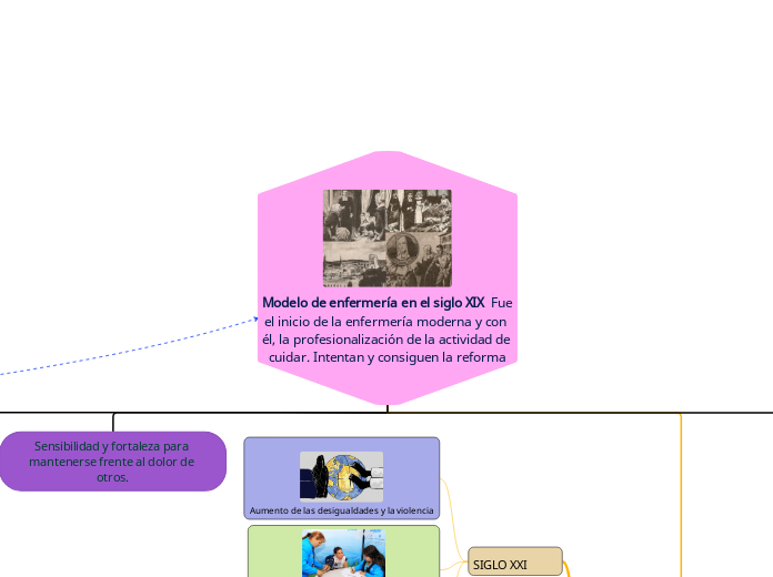 Modelo de enfermería en el siglo XIX  Fue el inicio de la enfermería moderna y con él, la profesionalización de la actividad de cuidar. Intentan y consiguen la reforma