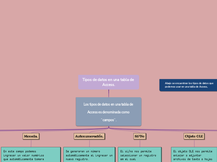 Tipos de datos en una tabla de Access.