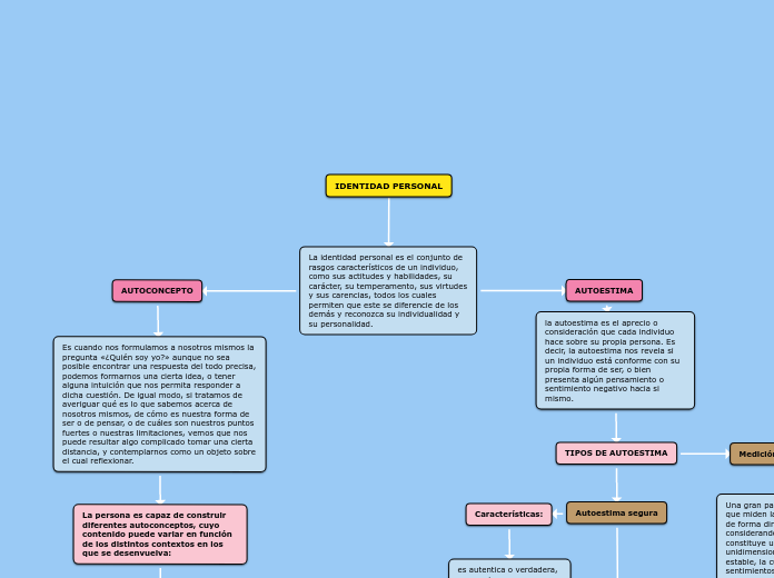 La identidad personal es el conjunto de rasgos característicos de un individuo, como sus actitudes y habilidades, su carácter, su temperamento, sus virtudes y sus carencias, todos los cuales permiten que este se diferencie de los demás y reconozca su i