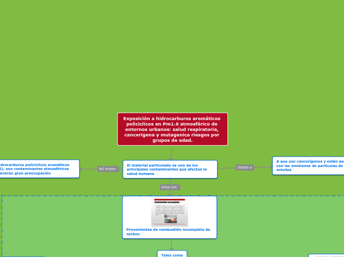 Exposición a hidrocarburos aromáticos policiclicos en Pm1.0 atmosférico de entornos urbanos: salud respiratoria, cancerígena y mutagenica riesgos por grupos de edad.