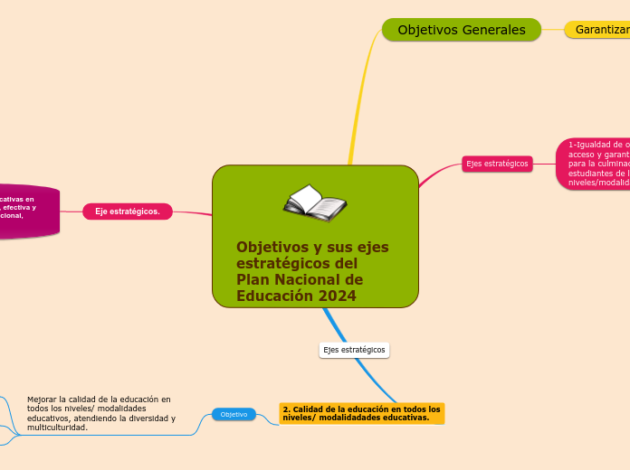 Objetivos y sus ejes estratégicos del Plan Nacional de Educación 2024