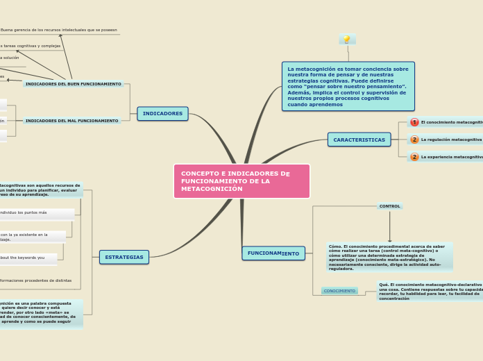 CONCEPTO E INDICADORES DE FUNCIONAMIENTO DE LA METACOGNICIÓN