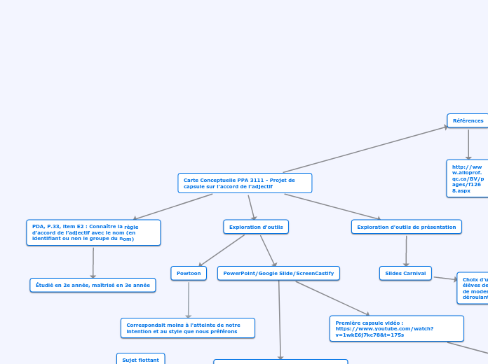 Carte Conceptuelle PPA 3111 - Projet de capsule sur l'accord de l'adjectif