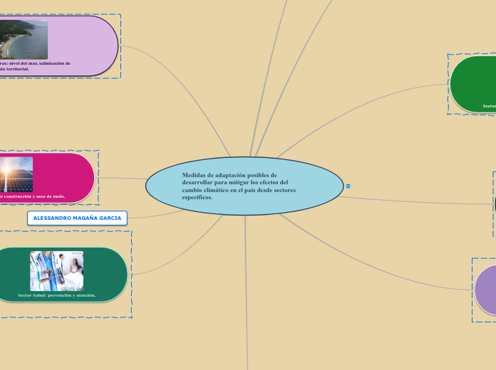 Medidas de adaptación posibles de desarrollar para mitigar los efectos del cambio climático en el país desde sectores específicos.