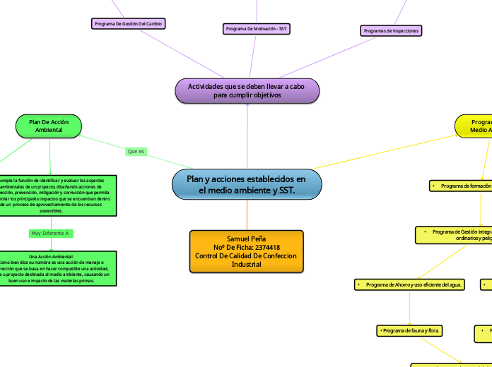 Plan y acciones establecidos en el medio ambiente y SST.